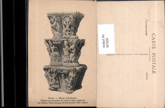 487828,Rouen Chapiteaux provenant de l ancien cloitre Saint-Georges-de-Boscherville Archäologie Ausgrabung
