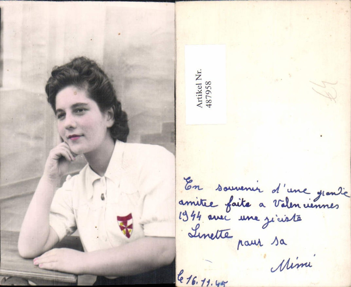 487958,Foto Ak Frau Portrait Lockenkopf