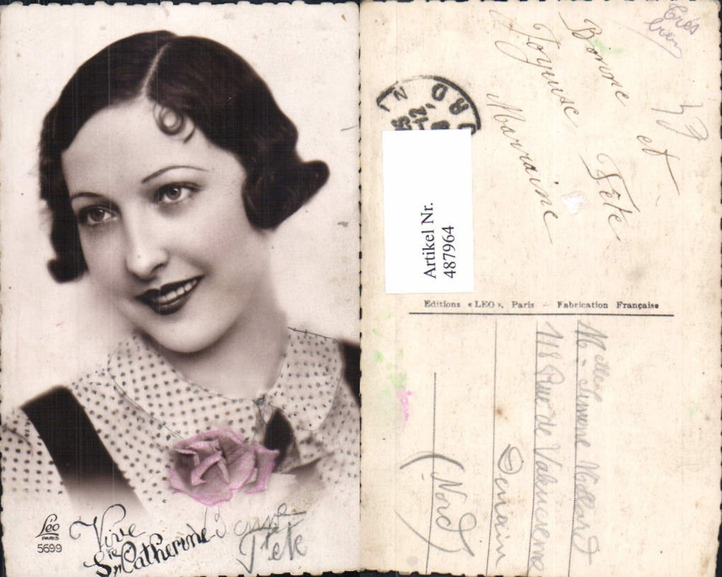 487964,Frau Portrait Rose Blume pub Leo Paris 5699
