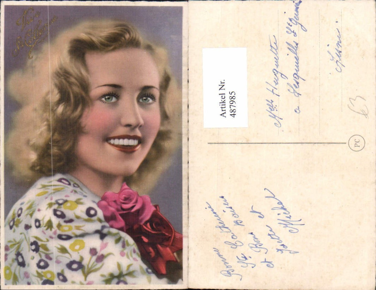 487985,Frau Blonder Lockenkopf Portrait Rosen Blumen