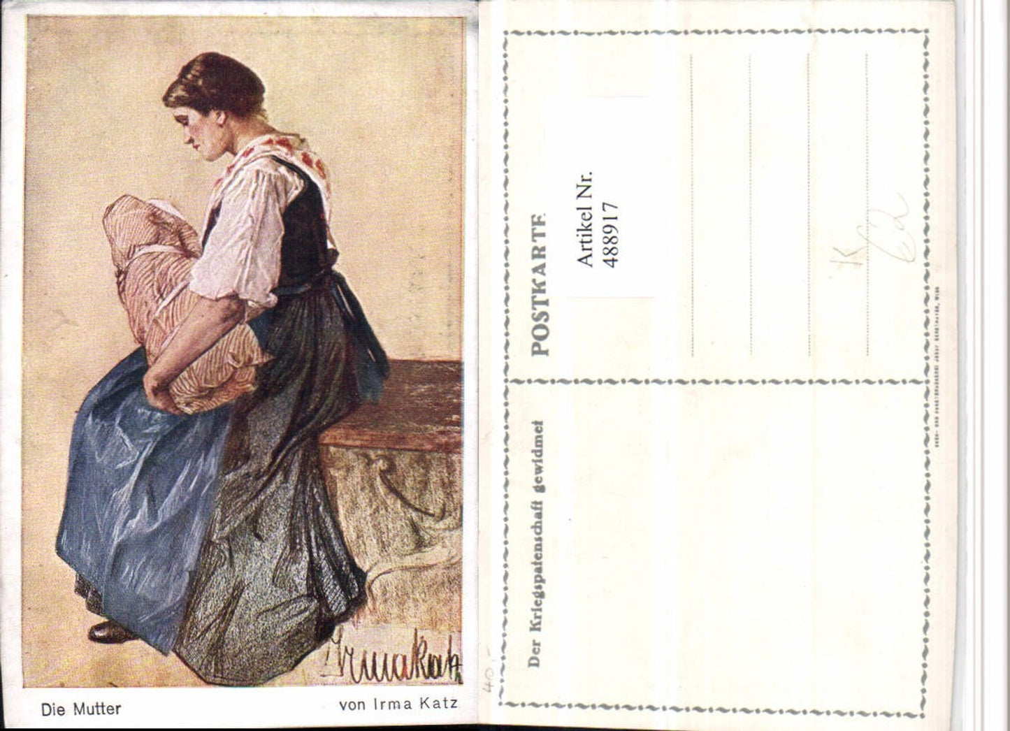 488917,Künstler AK Irma Katz Mutter Frau m. Kind Baby