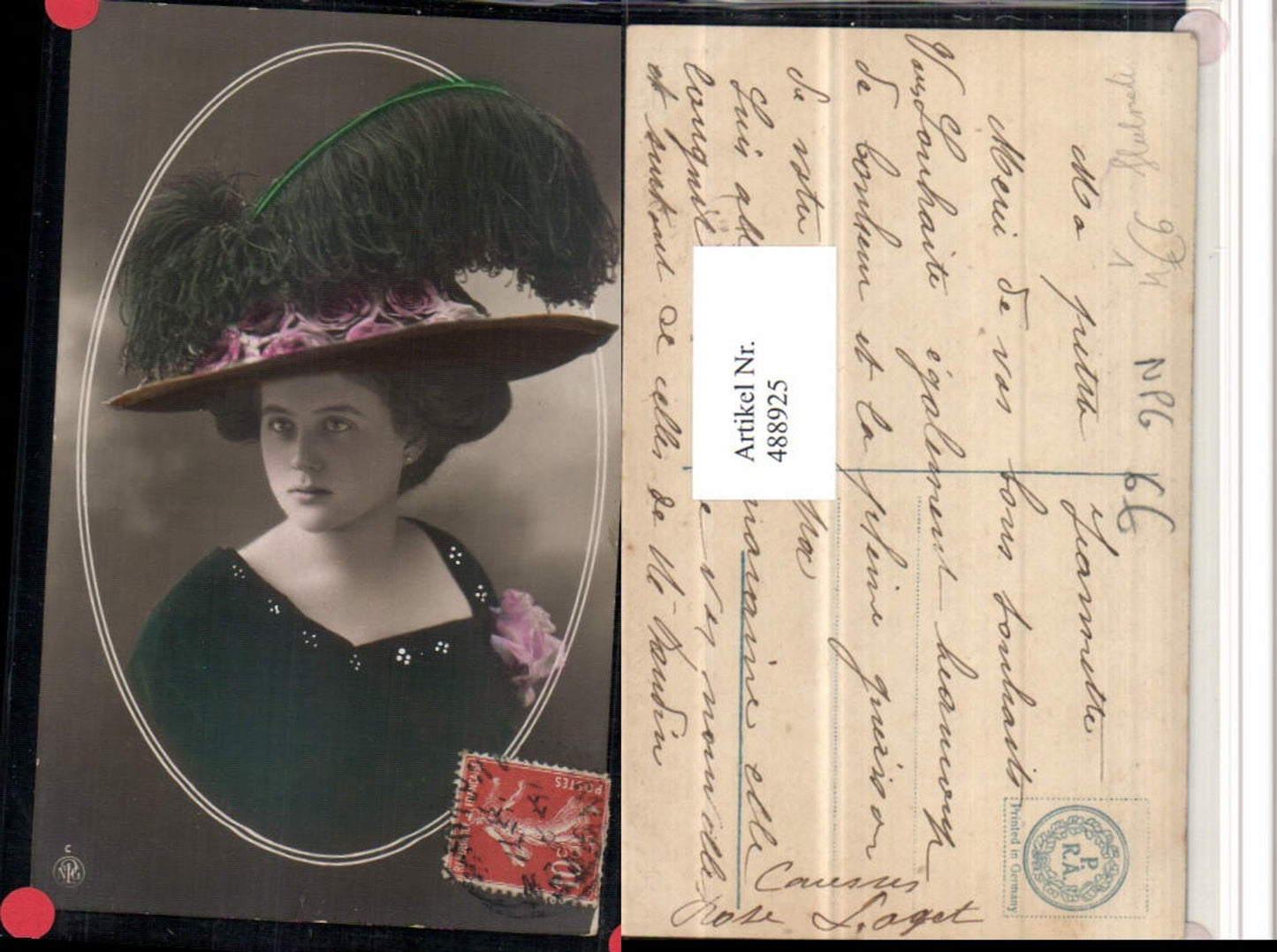 488925,Frau m. Hut Hutmode Portrait pub NPG