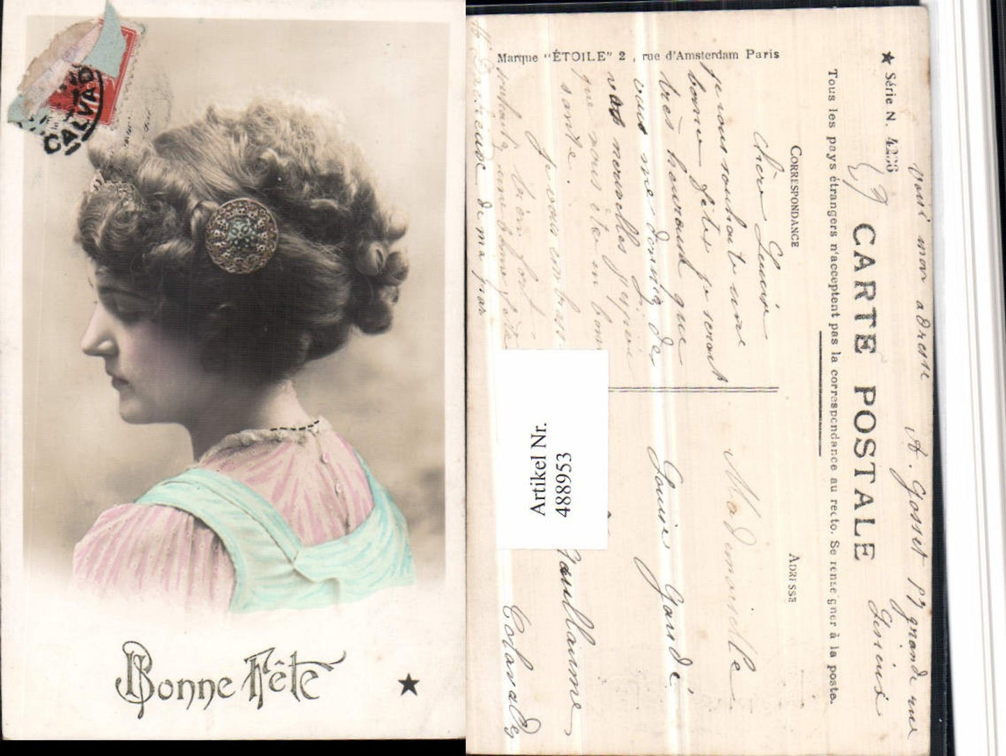 488953,Bonne Fete Frau Seitenportrait Portrait