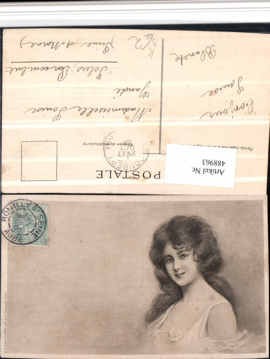 488963,Künstler AK Frau Mädchen Portrait