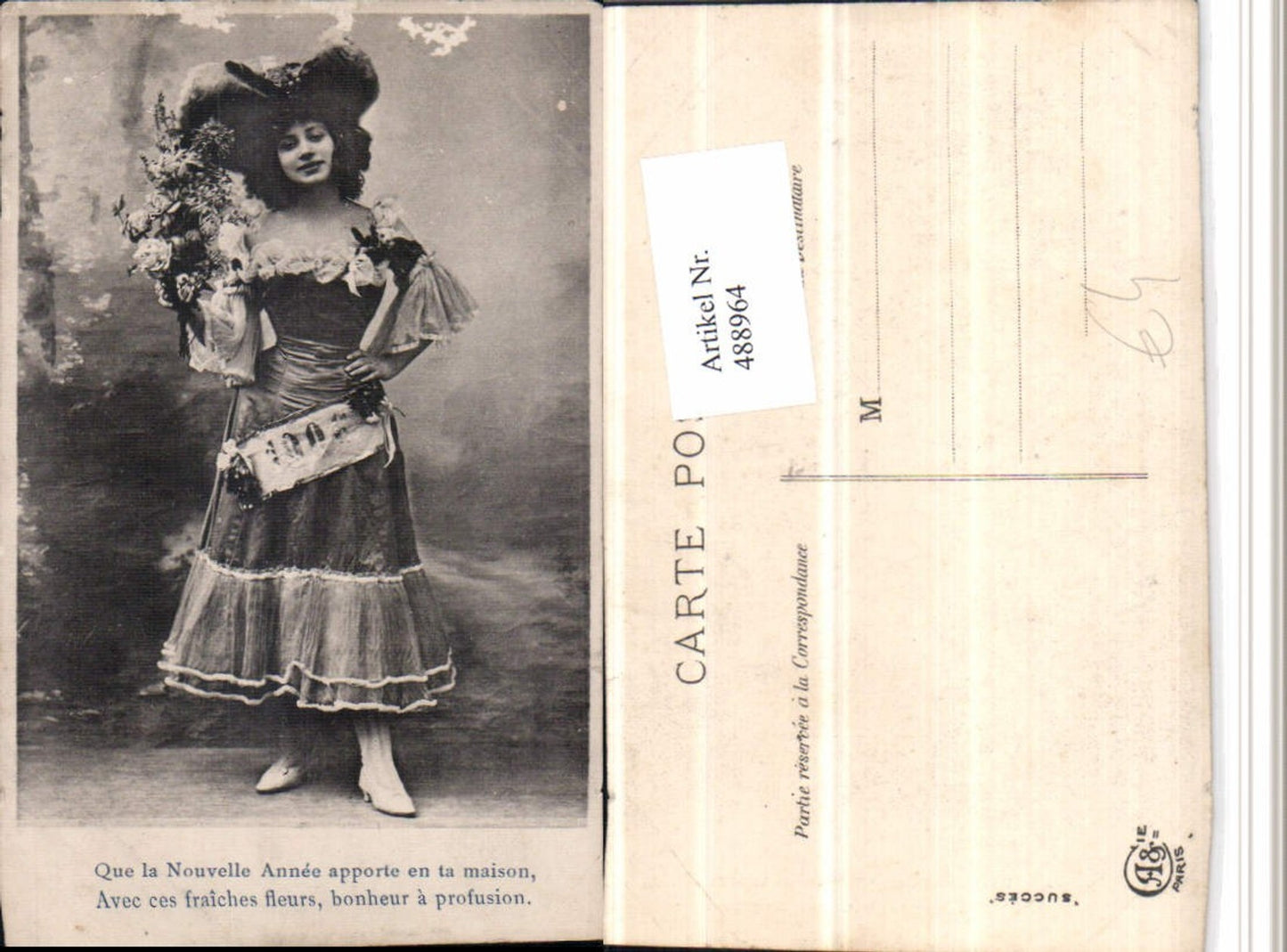 488964,Frau Mode Hut Hutmode Kleid Jahreszahl 1906 Spruch
