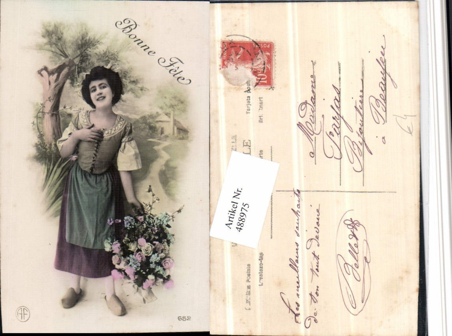 488975,Bonne Fete Frau Pantoffeln Blumen