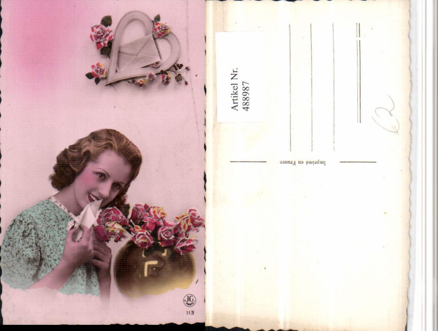 488987, Woman Letter Flowers Heart