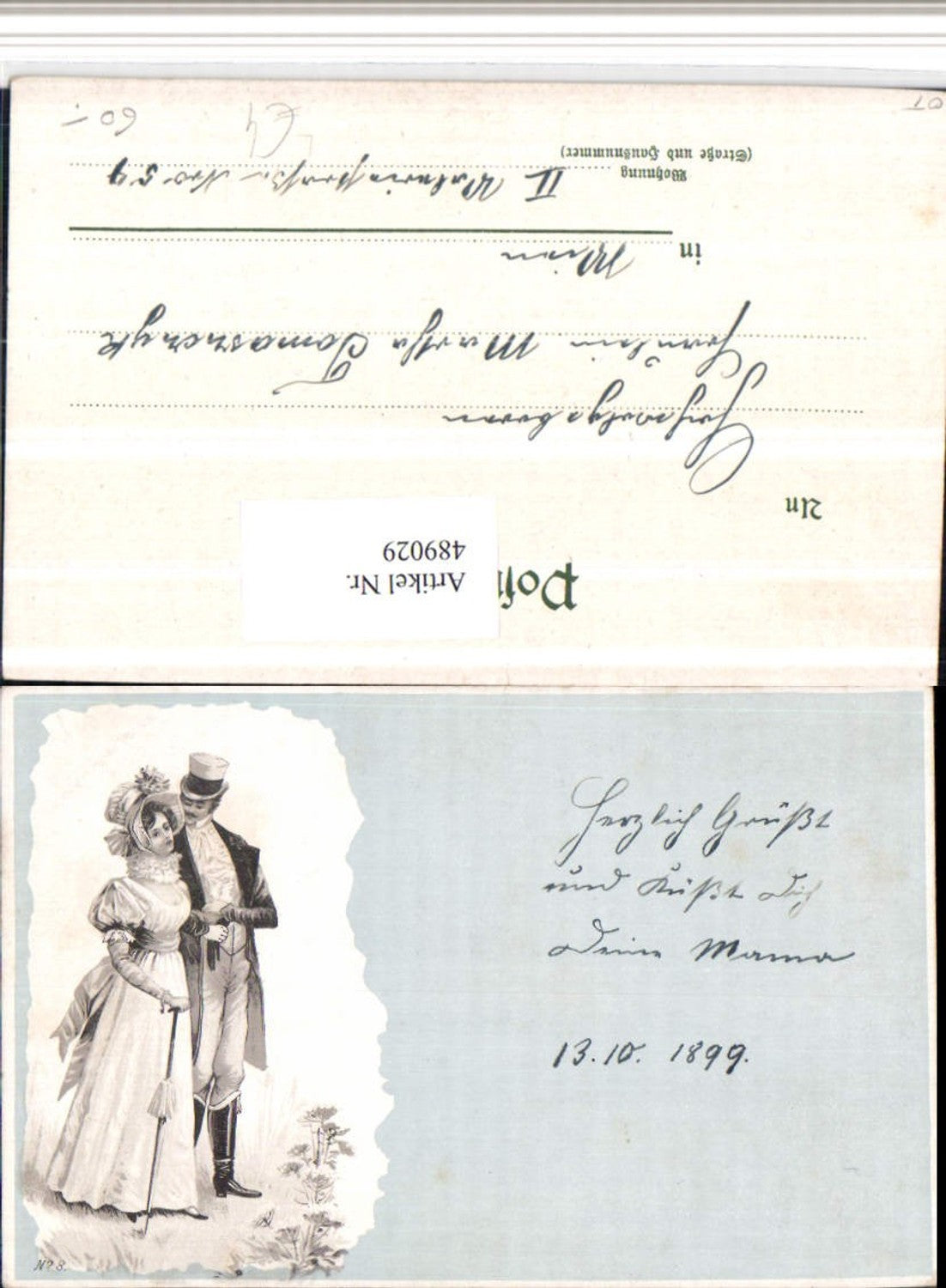 489029,Künstler Litho Liebe Paar Kleid Schirm Arm in Arm
