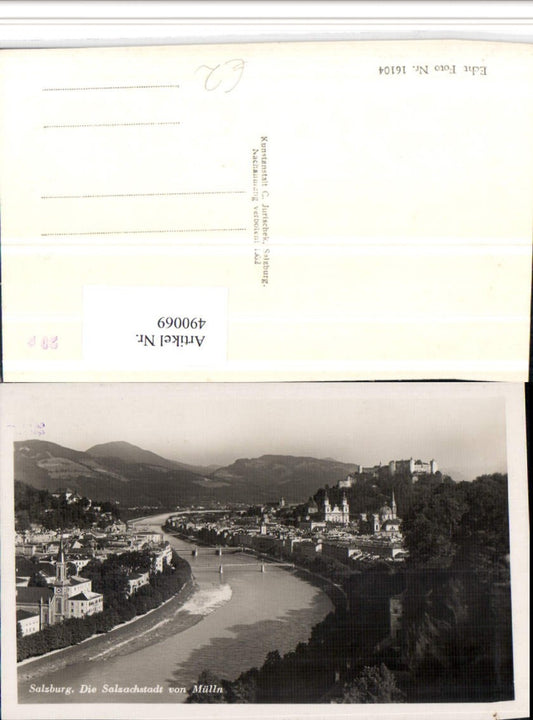 490069,Salzburg Totale von Mülln Fluss Festung