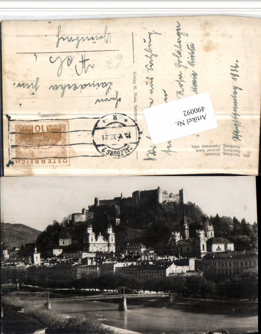 490092,Salzburg Teilansicht Altstadt Brücke m. Festung