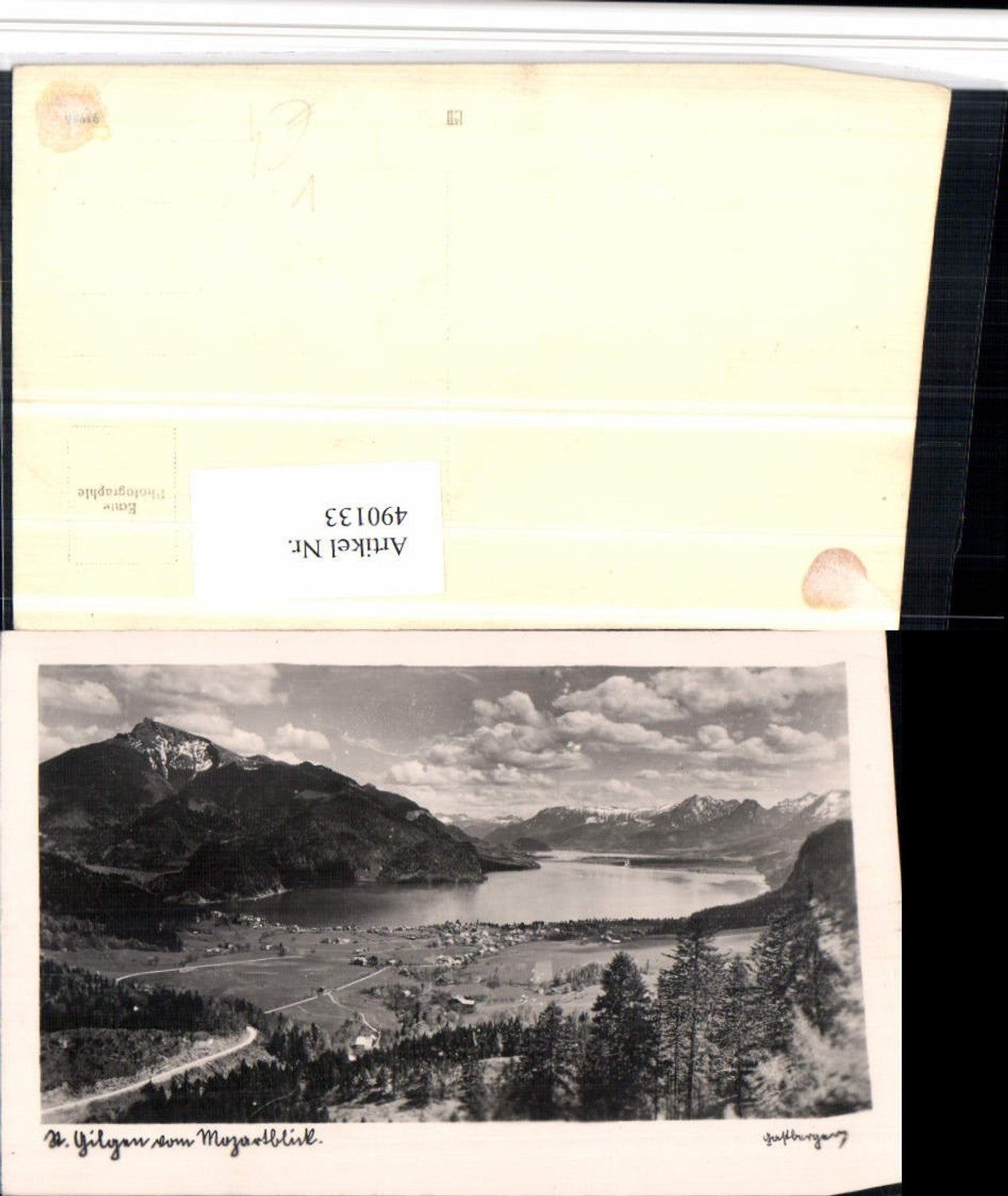 490133, St. Gilgen, panoramic view from Mozartblick, mountain scenery, Gastberger pub