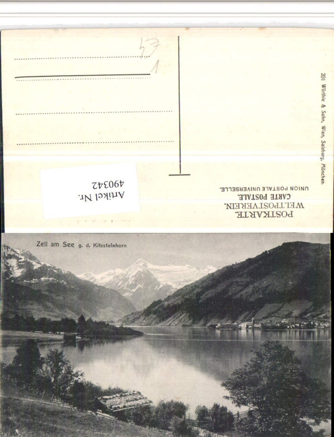 490342,Zell am See Teilansicht geg. Kitzsteinhorn Bergkulisse pub Würthle 201