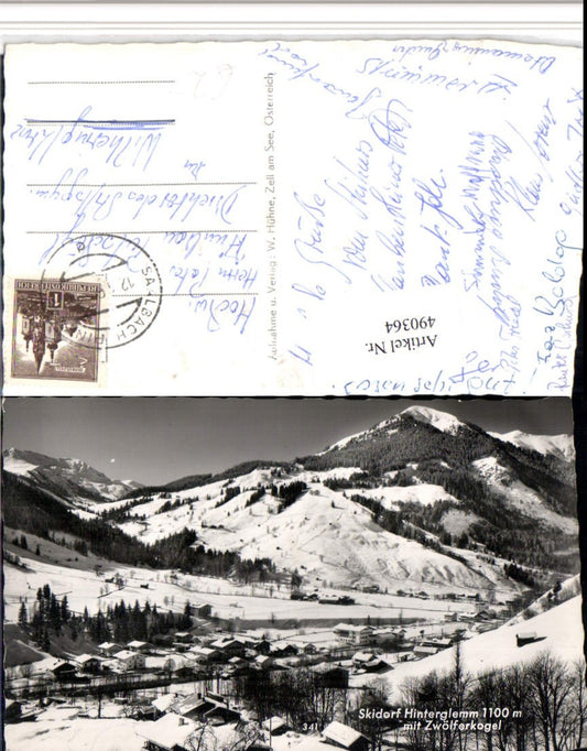 490364,Hinterglemm Totale m. Zwölferkogel Bergkulisse Winterbild