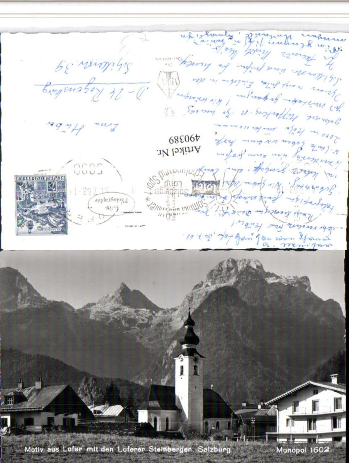 490389,Lofer Teilansicht Kirche m. Loferer Steinbergen Bergkulisse