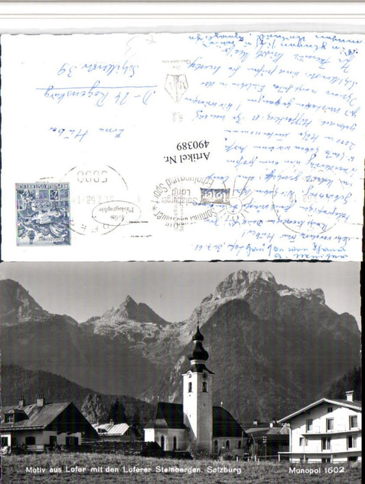 490389,Lofer Teilansicht Kirche m. Loferer Steinbergen Bergkulisse