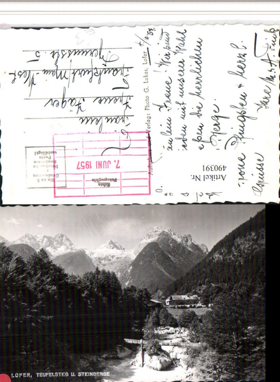 490391,Lofer Teufelsteg geg. Steinberge Bergkulisse