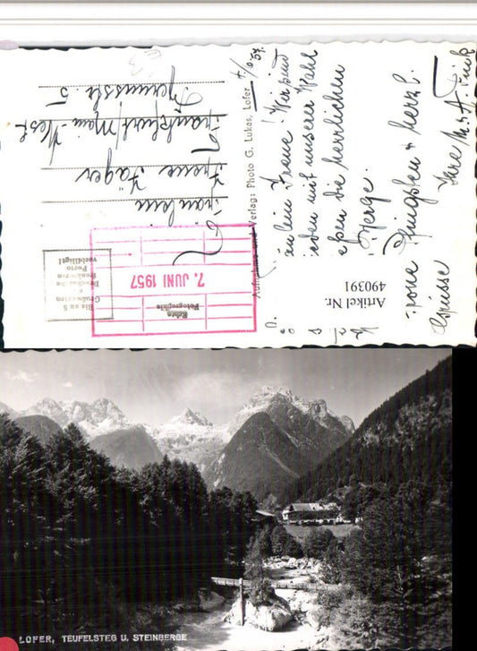 490391,Lofer Teufelsteg geg. Steinberge Bergkulisse