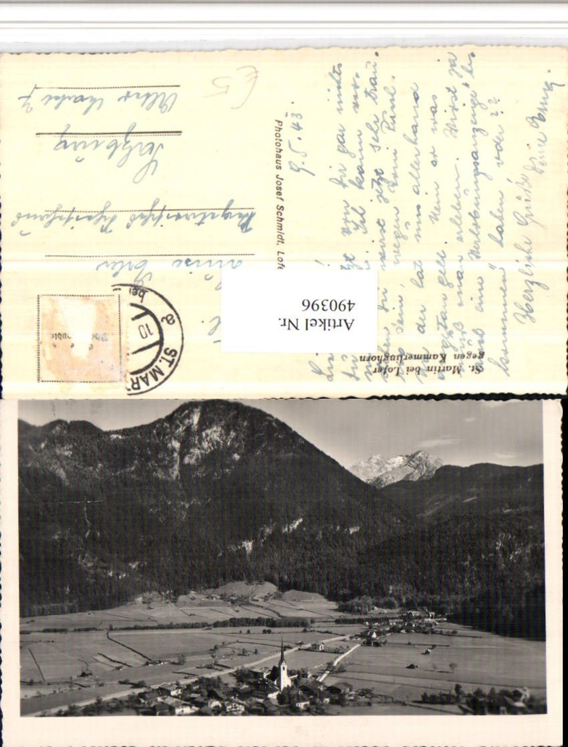 490396,St. Martin bei Lofer Totale geg. Kammerlinghorn Bergkulisse