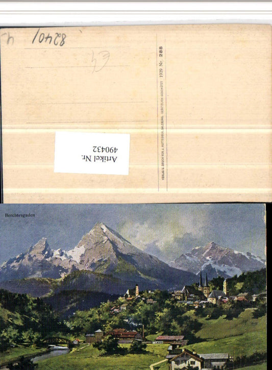 490432,Künstler AK Guggenberger Berchtesgaden Totale Bergkulisse