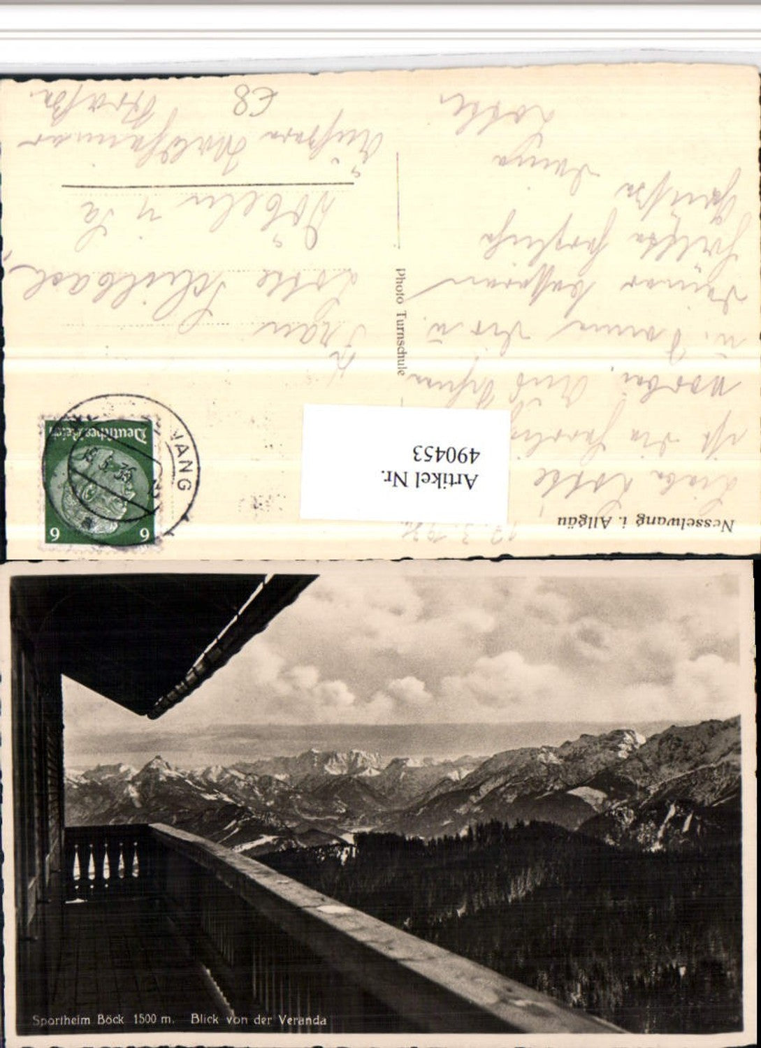 490453,Nesselwang Sportheim Böck Blick von d. Veranda Bergkulisse