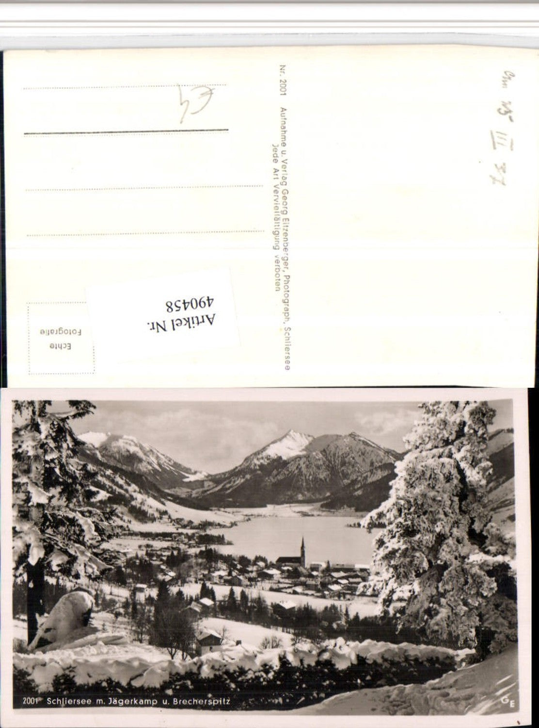 490458,Schliersee Totale m. Jägerkamp Bergkulisse Winterbild