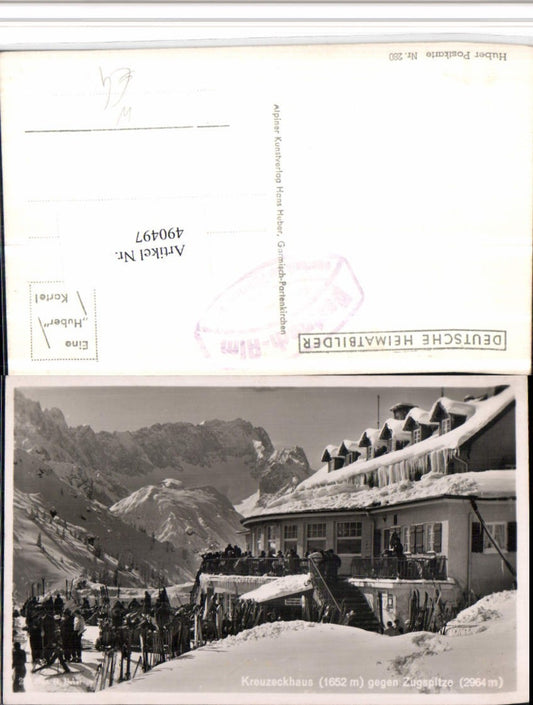 490497,Kreuzeckhaus b. Garmisch geg. Zugspitze Bergkulisse Winterbild