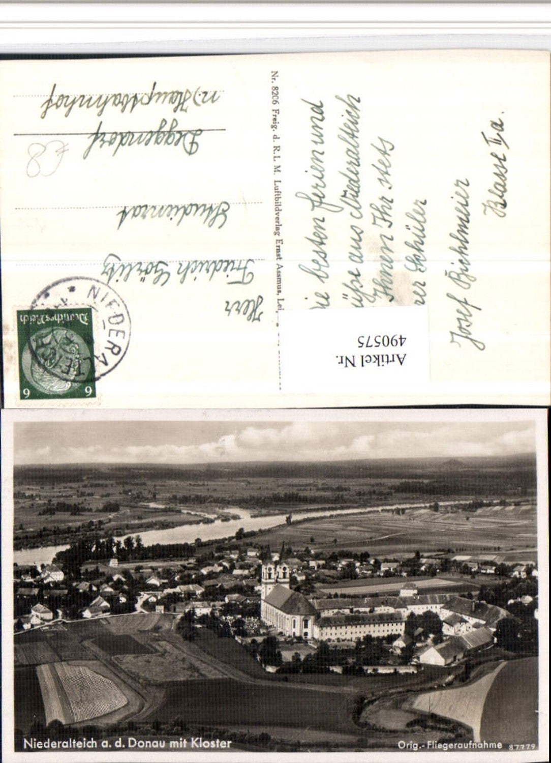 490575,Niederalteich an d. Donau Totale m. Kloster Fliegeraufnahme