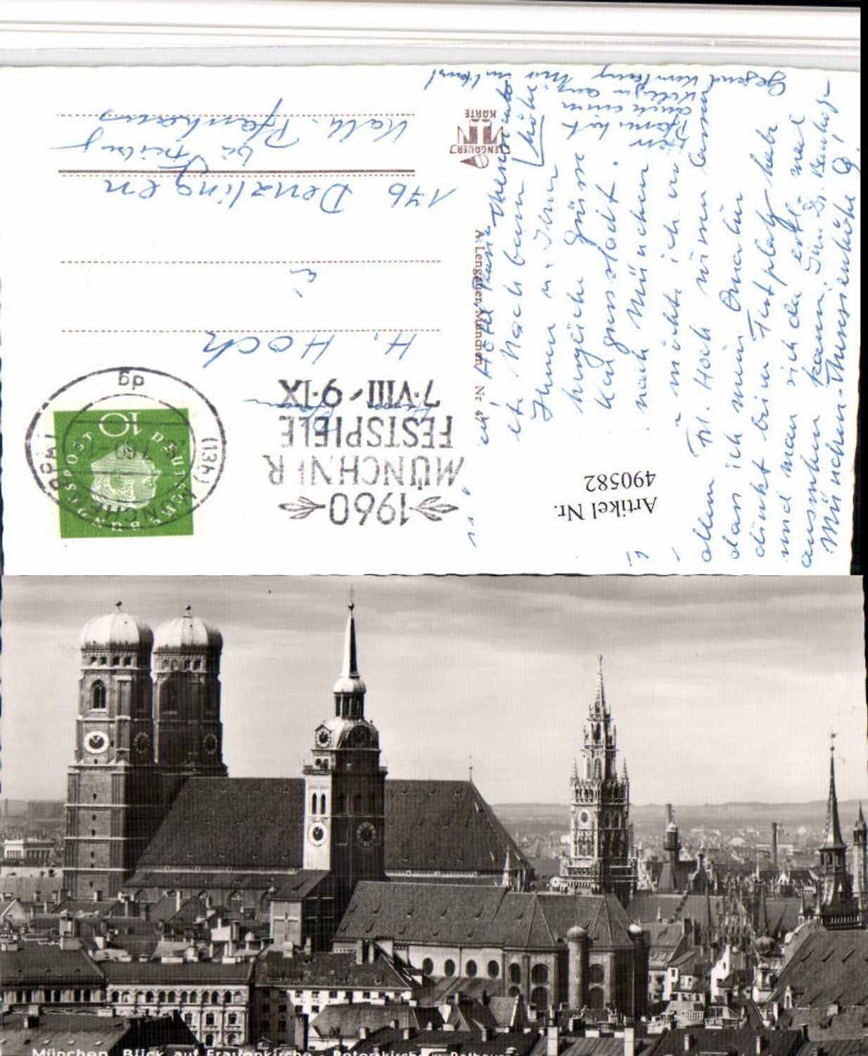 490582,München Teilansicht m. Frauenkirche Peterskirche u. Rathaus