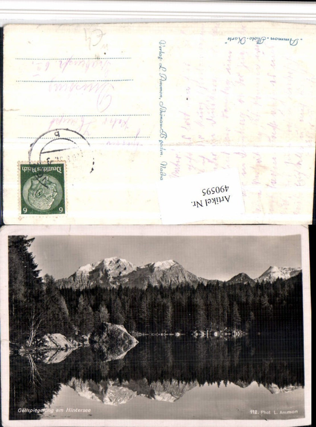 490595,Göllspiegelung am Hintersee See b. Berchtesgaden Bergkulisse