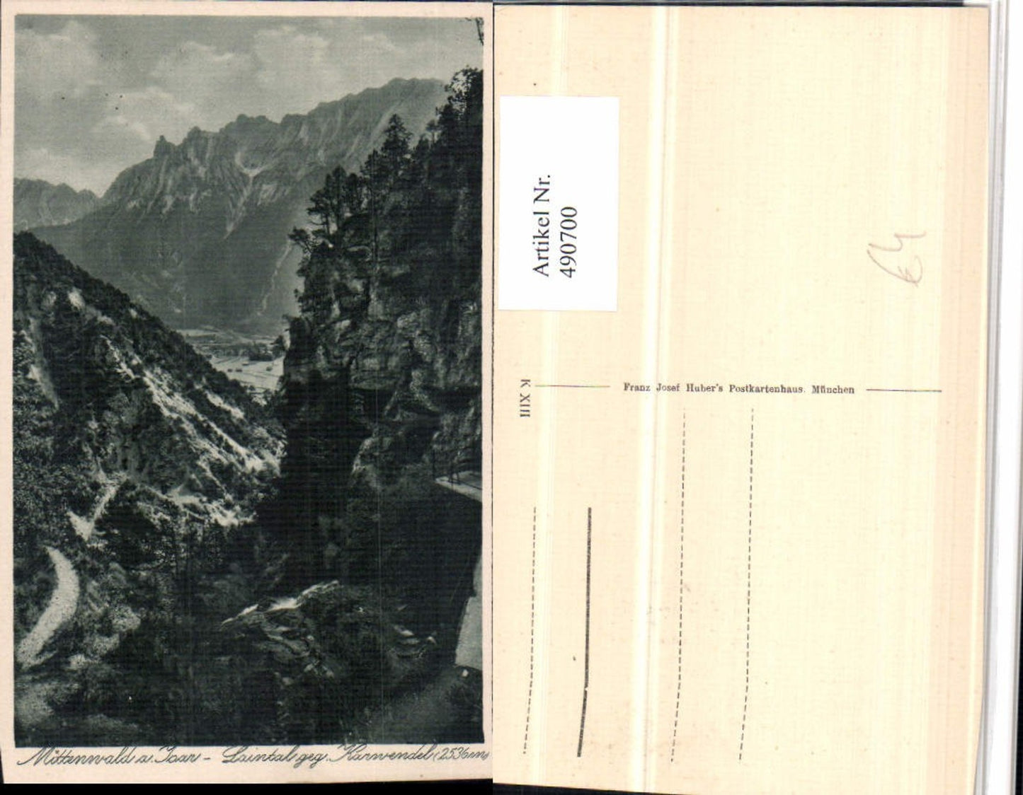 490700,Mittenwald an d. Isar Laintal geg. Karwendel Bergkulisse