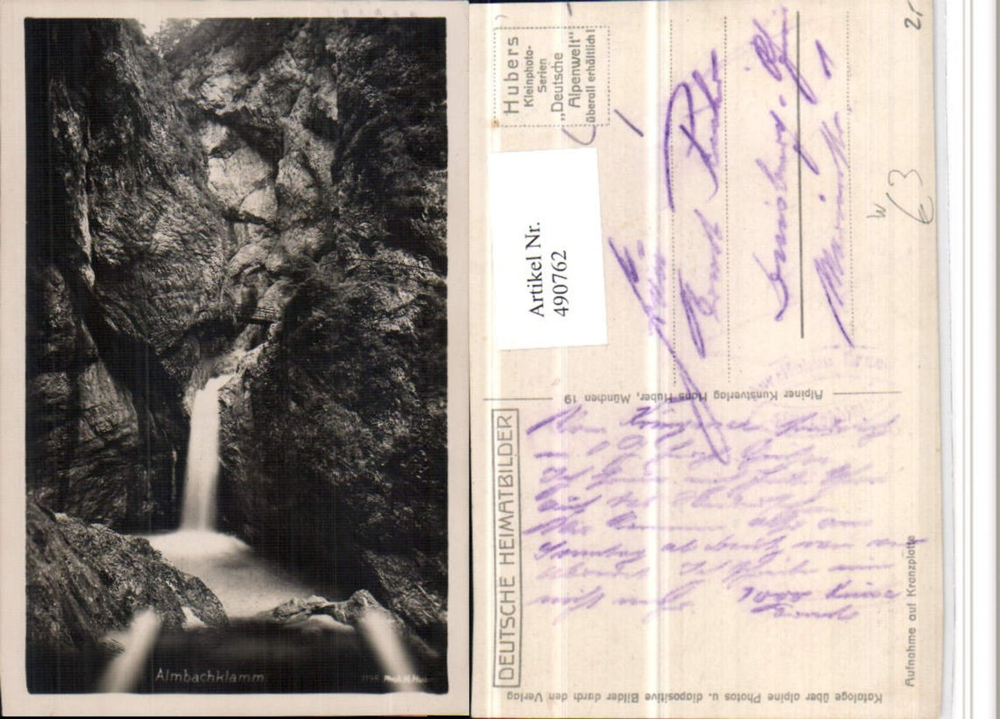 490762,Almbachklamm Klamm b. Berchtesgaden Wasserfall pub Huber 1195