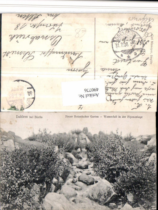 490776,Berlin Dahlem Botanischer Garten Wasserfall in der Alpenanlage