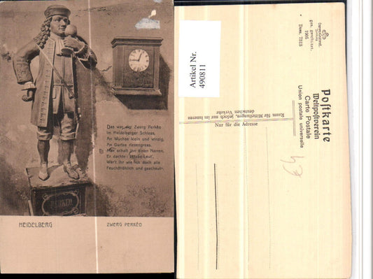 490811, Heidelberg Dwarf Perkeo Statue Saying Clock