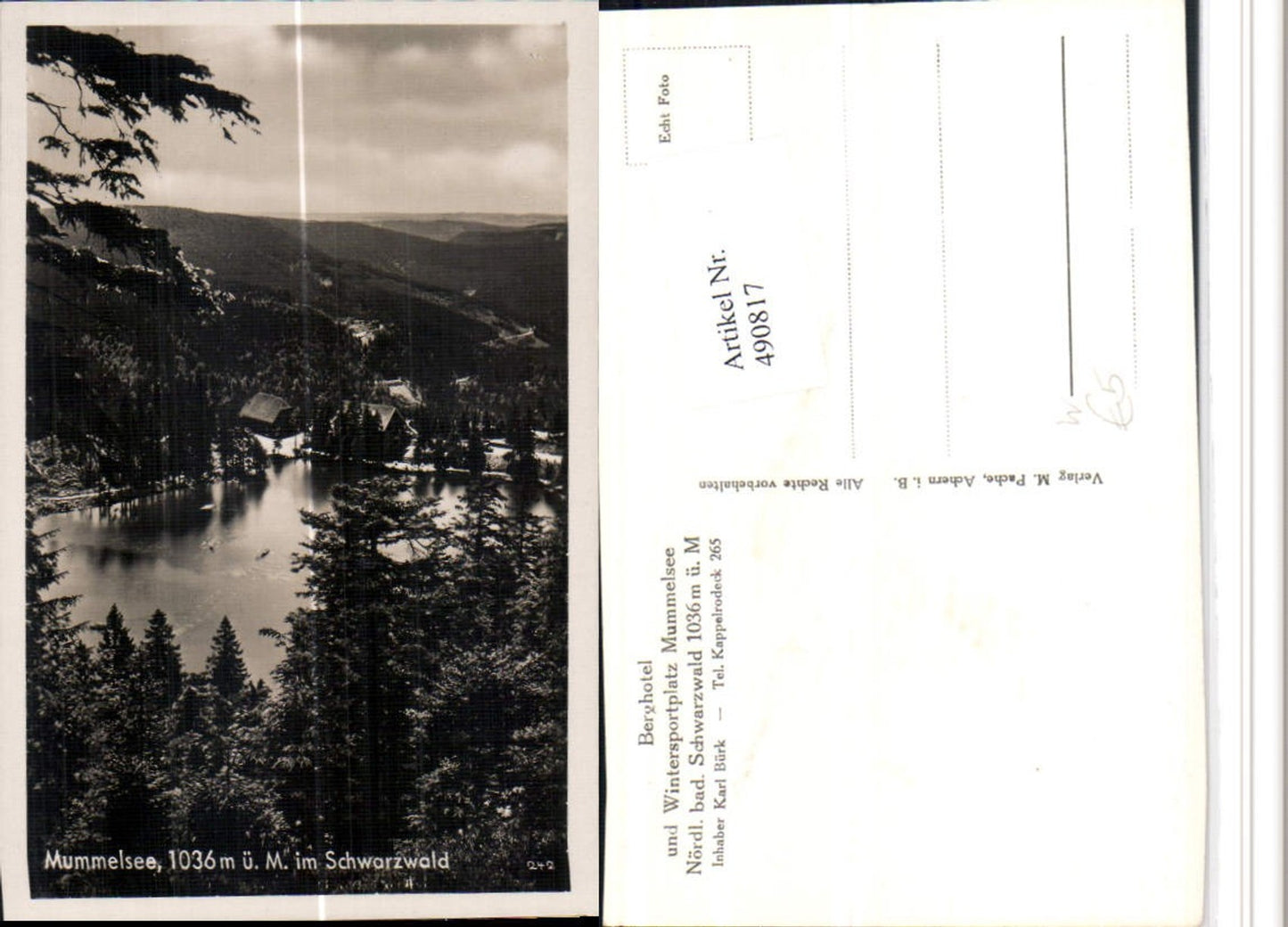 490817,Mummelsee See b. Seebach in the Black Forest