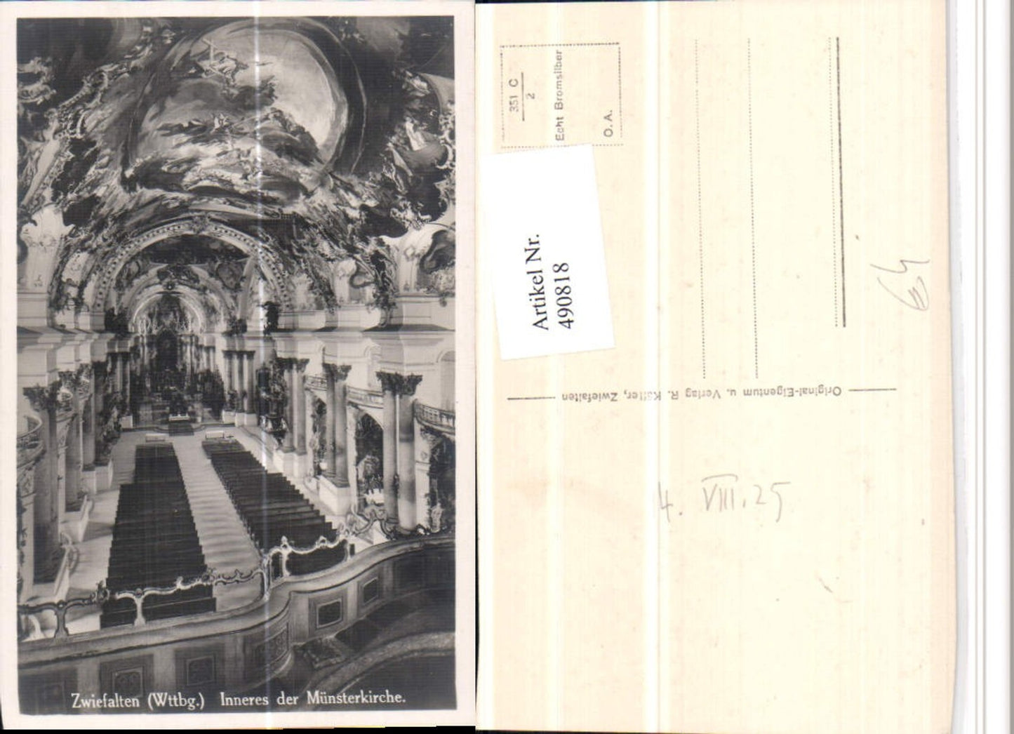 490818,Zwiefalten Münsterkirche Kirche Innenansicht