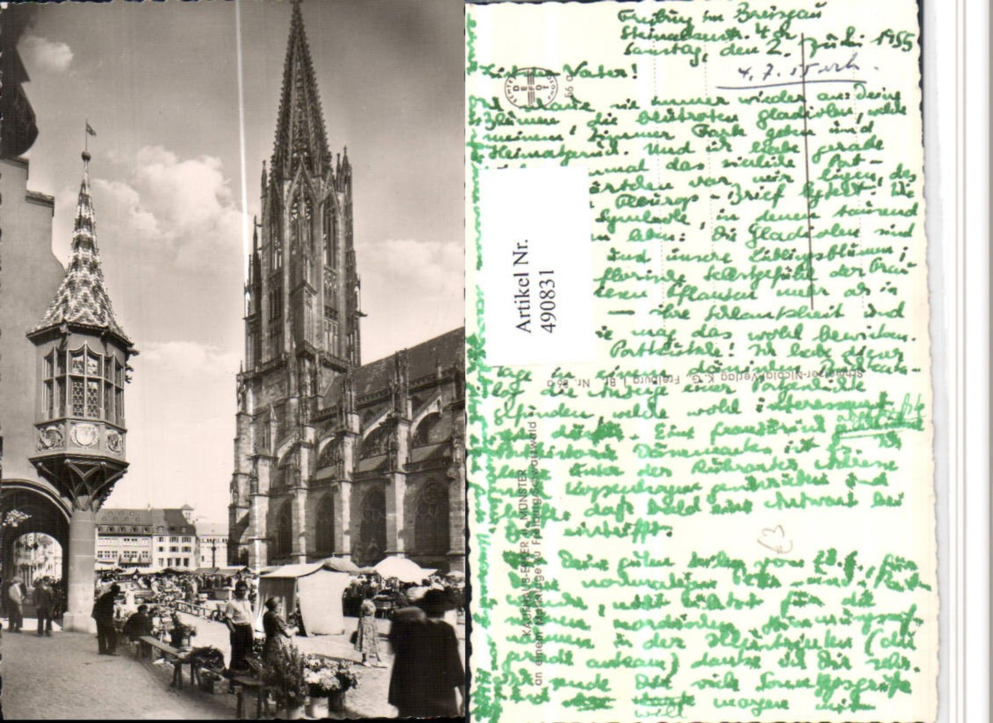 490831,Freiburg Kaufhaus-Erker u. Münster Kirche