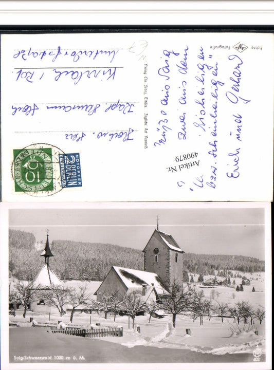 490879, Saig in the Black Forest, Church, Winter Scene