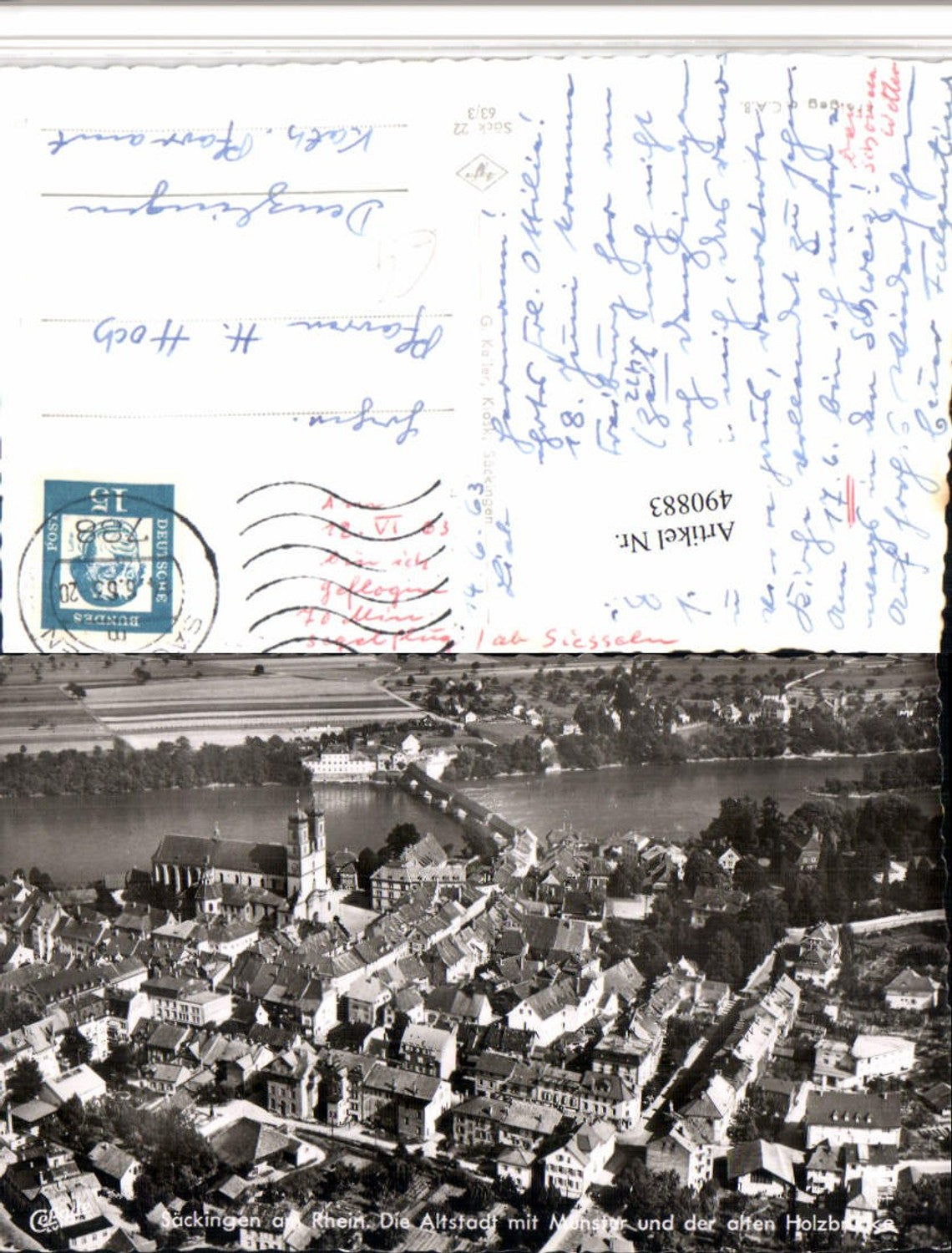490883,Säckingen am Rhein Altstadt m. Münster u. Holzbrücke