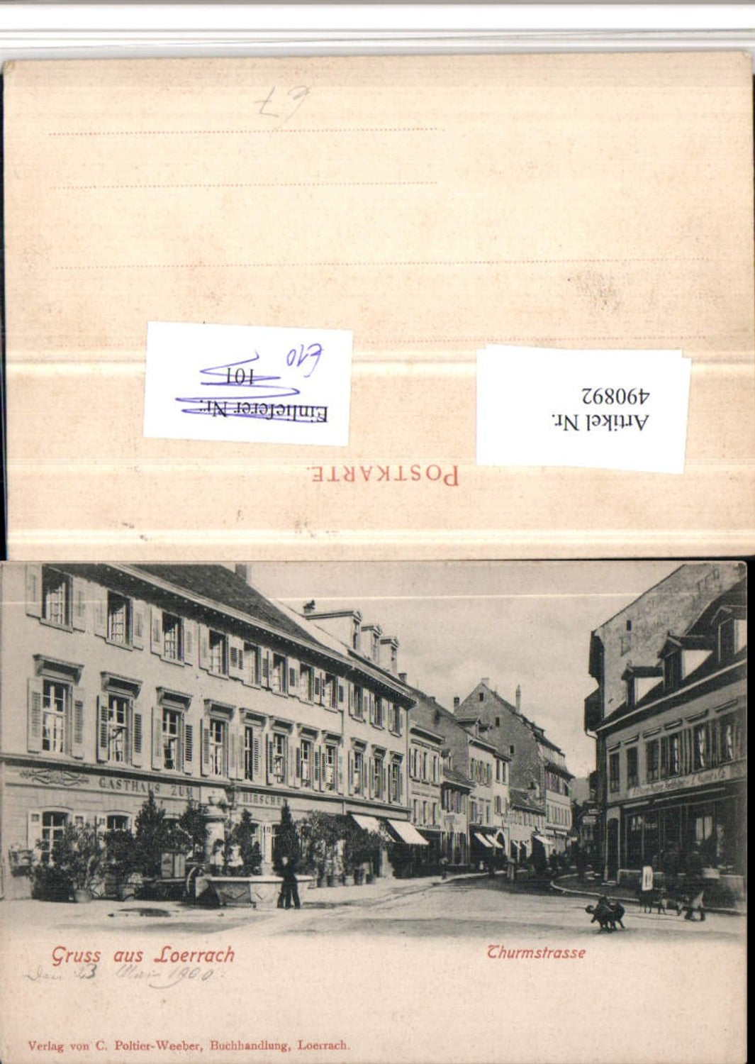 490892,Gruß aus Lörrach Thurmstraße Straßenansicht Gasthaus