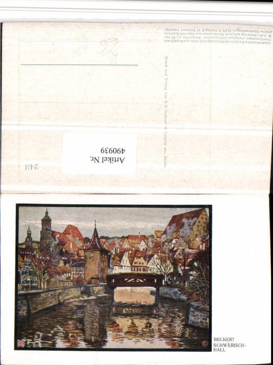 490939, Artist AK Beckert Schwäbisch Hall Partial view of bridge