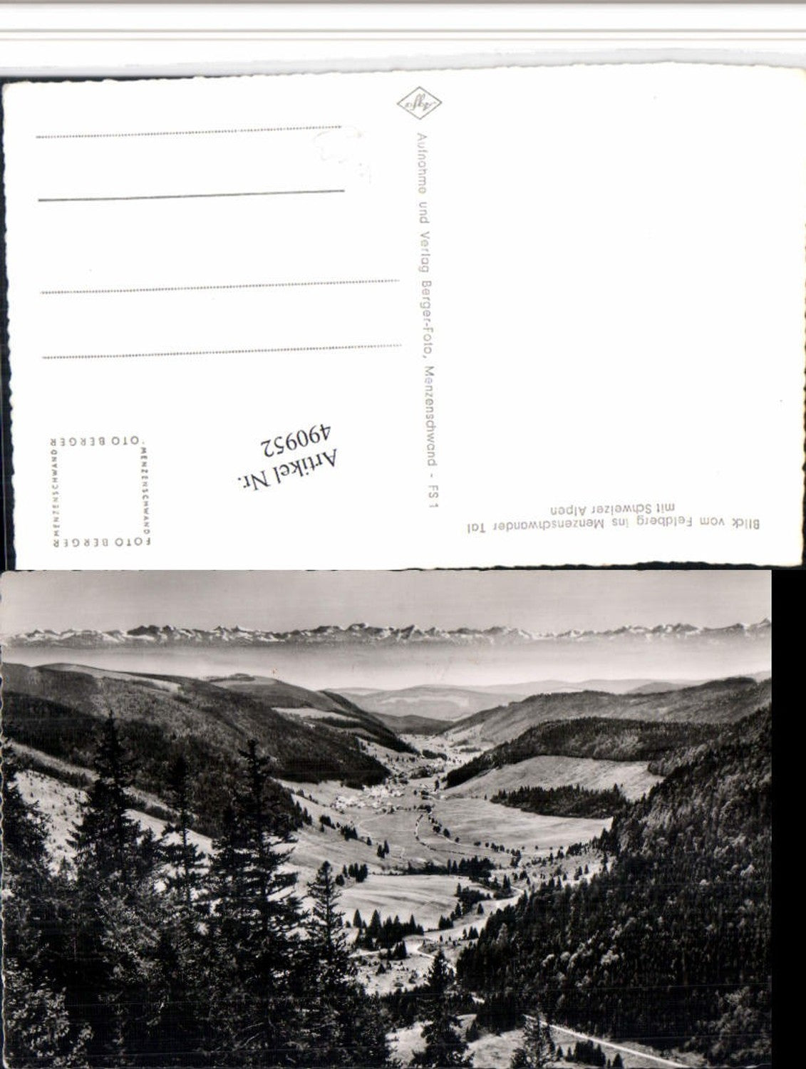 490952,Blick vom Feldberg ins Menzenschwander Tal Bergkulisse