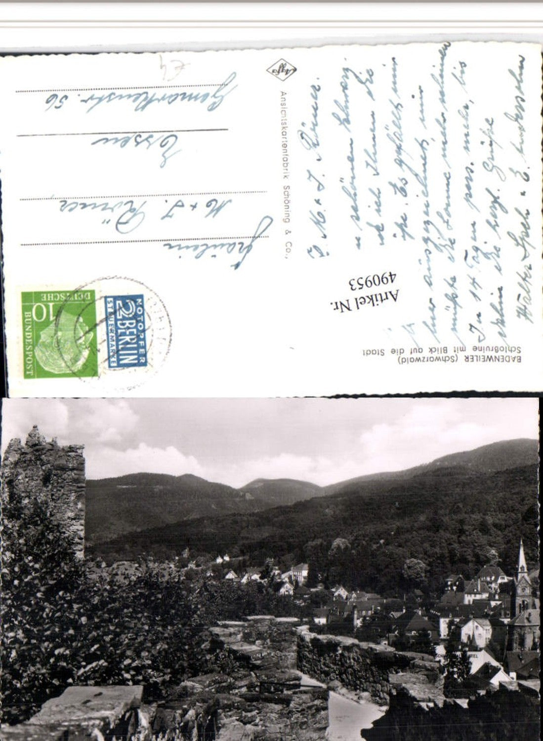 490953,Badenweiler im Schwarzwald Totale m. Schlossruine