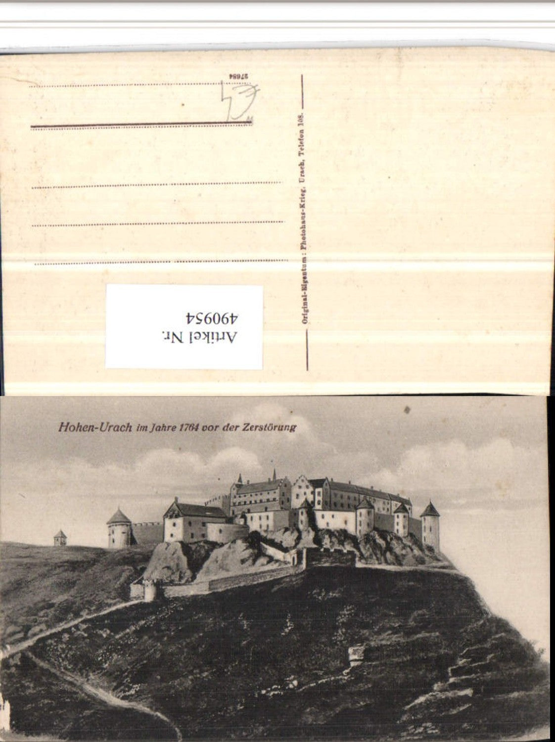 490954,Burg Hohenurach b. Bad Urach im Jahre 1764