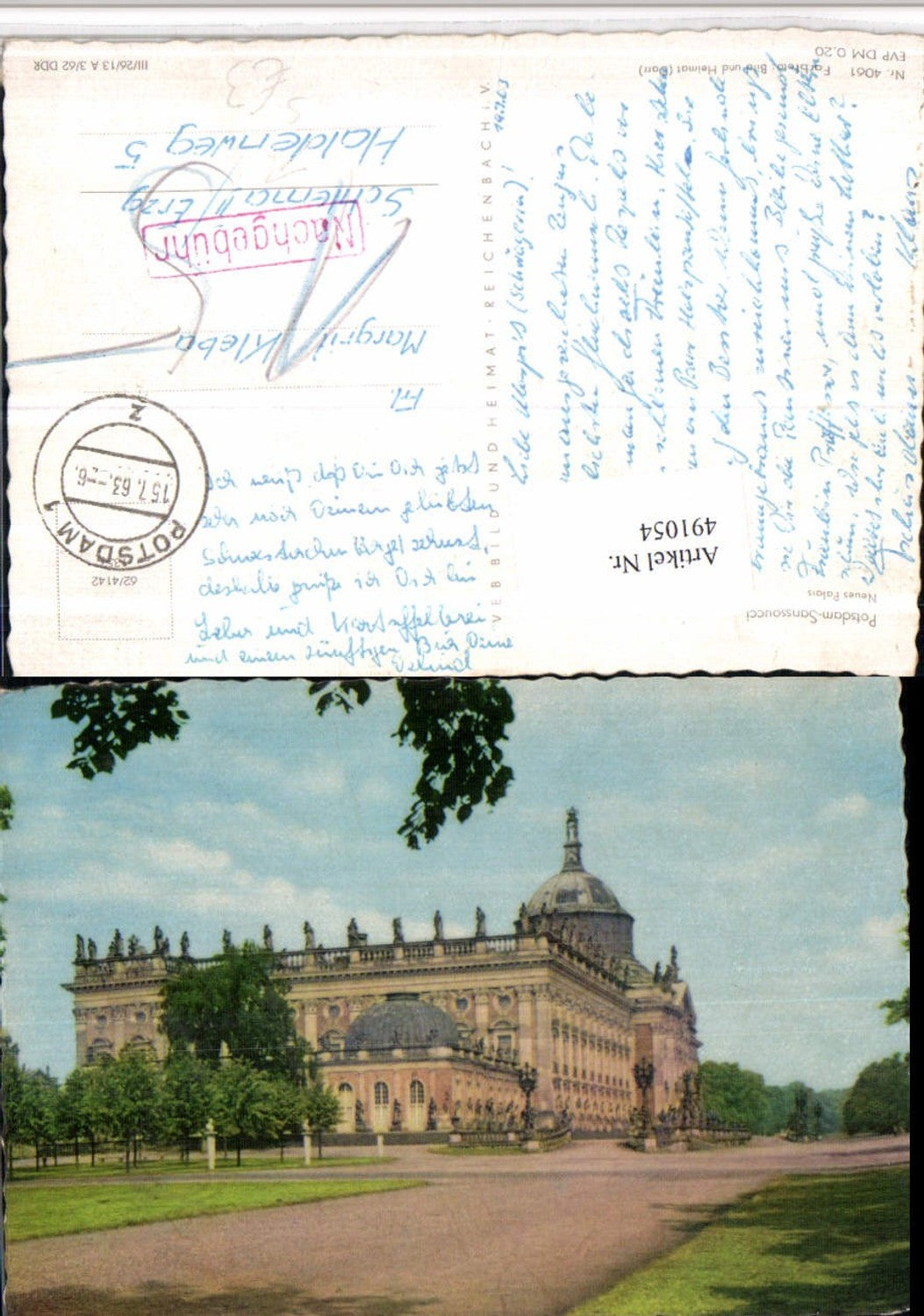 491054,Potsdam Sanssouci Palais Nachgebühr Stempel