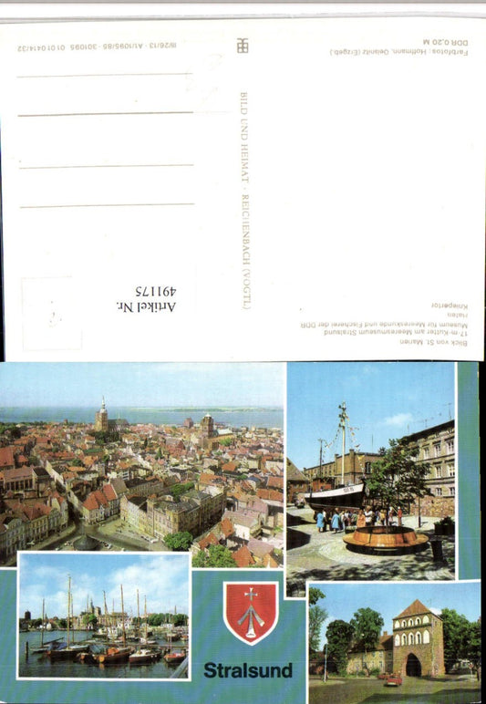 491175,Stralsund Totale Kutter Hafen Kniepertor Mehrbildkarte pub VEB