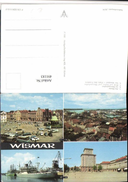 491183,Wismar Teilansicht Markt Hafen Dampfer Mehrbildkarte