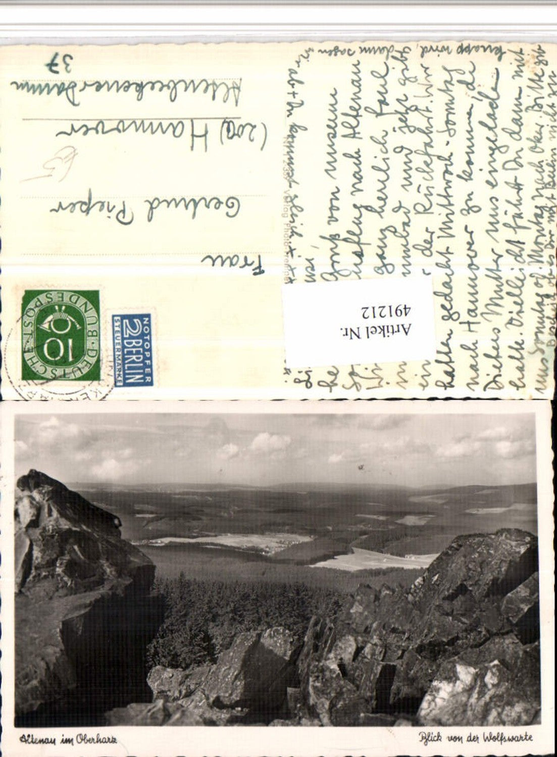 491212,Altenau im Oberharz Blick von d. Wolfswarte