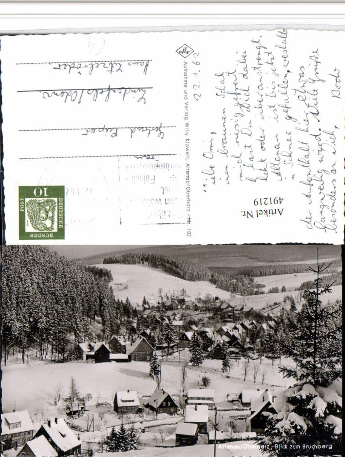 491219,Altenau im Oberharz Teilansicht m. Bruchberg Winterbild