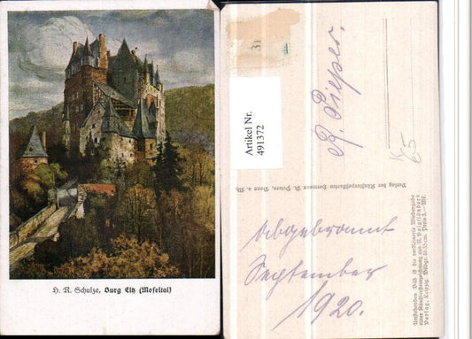 491372,Künstler AK H.R. Schulze Burg Eltz im Moseltal b. Münstermaifeld