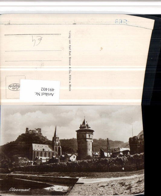 491402,Oberwesel Teilansicht Kirche Turm m. Ruine